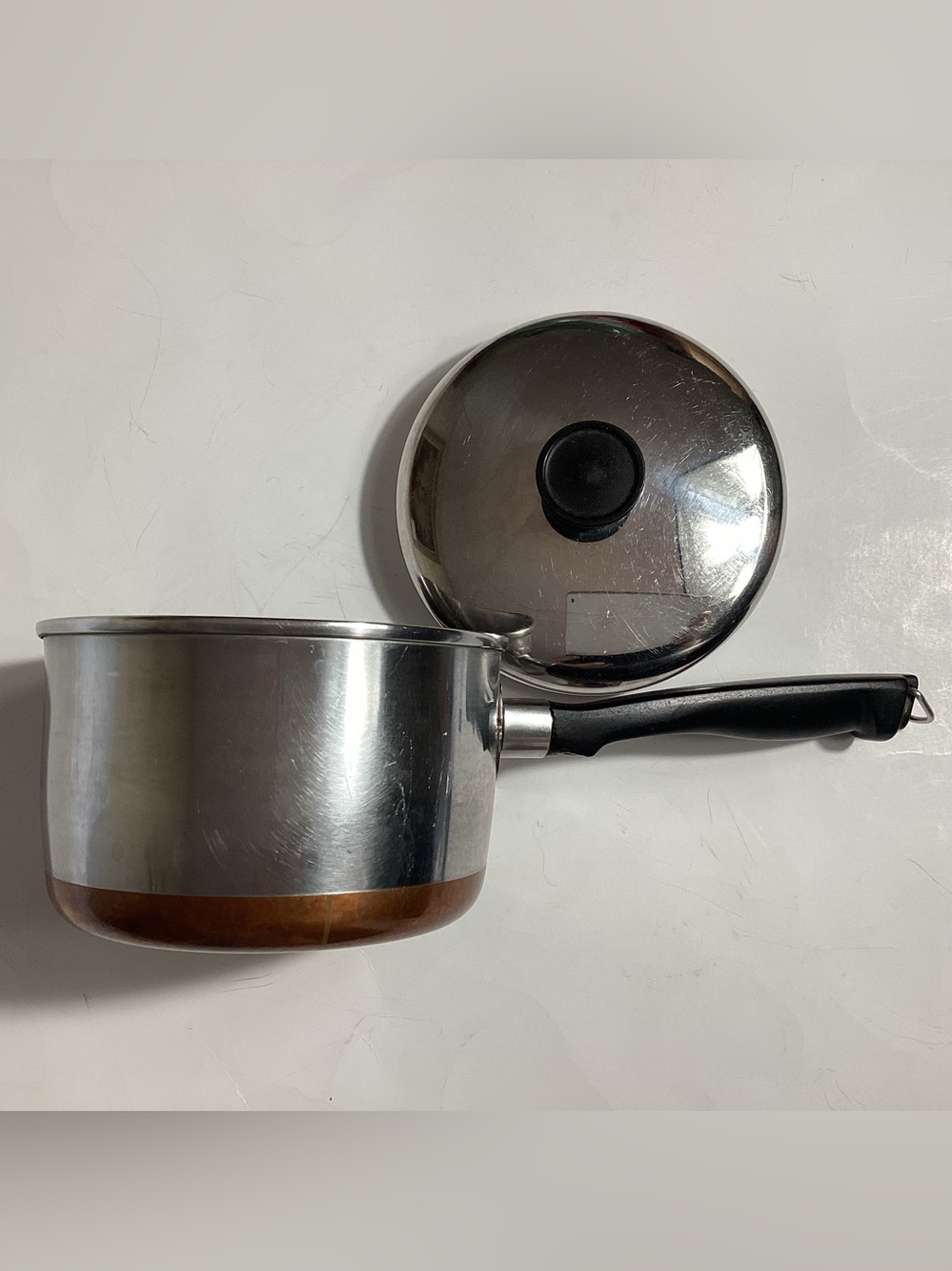 Vtg 50s Maid of Honor 1 Qt Sauce Pot & Lid Copper Bottom
